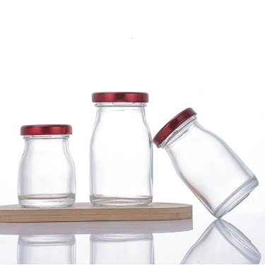 50ml 70ml 100ml Logo Printing Milk Pudding Bird Nest Glass Bottle With Well Sealed Metal Cap