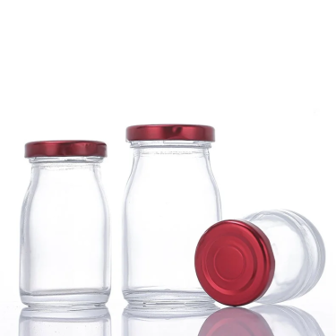 50ml 70ml 100ml Logo Printing Milk Pudding Bird Nest Glass Bottle With Well Sealed Metal Cap