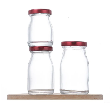 50ml 70ml 100ml Logo Printing Milk Pudding Bird Nest Glass Bottle With Well Sealed Metal Cap