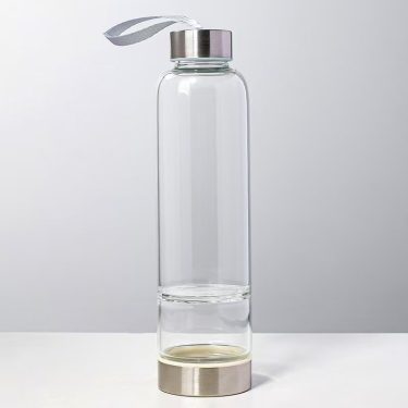 High-quality Small Mouth Diameter Borosilicate Glass Sports Water Bottle with and 304 Stainless Steel Lid