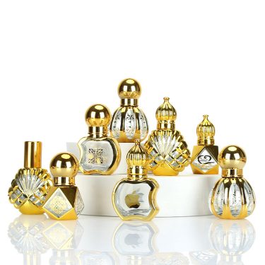 Luxury Octagonal Square Spray Roller Glass Packaging Mini 8ml Custom Electroplated Gold Perfume Skin Care Essence Glass Bottle