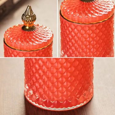 Luxury White Pink Green Blue Colorful Embossed Empty Glass Candle Container Cylindrical Storage Glass Jar for Home Decoration