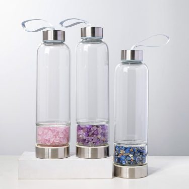 High-quality Small Mouth Diameter Borosilicate Glass Sports Water Bottle with and 304 Stainless Steel Lid