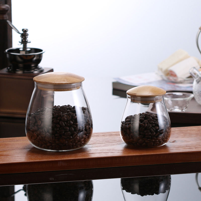 Food Storage Jar Airtight Ring High Borosilicate Large Glass Pumpkin Jars with Bamboo Wooden Lids for Kitchen