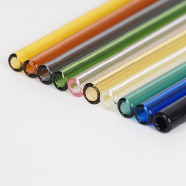 Hot Reusable Colorful Borosilicate Glass Straw Heat-resistant Drinking Glass Straw for Party bar Accessories