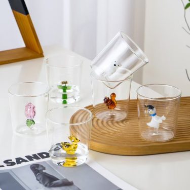 Creative Flower Animal Interior High Borosilicate Glass Beverage Cup Juice Milk Soda 400ml Whiskey Cocktail Red Wine Glass Cup