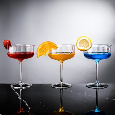 Customized Crystal Wine Cocktail Glasses 170ml 210ml Transparent Empty Short & Tall Glass Cups for Dessert Pudding Ice Cream