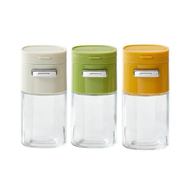 Clear Empty 180ml Square Spice Glass Dispenser with Dual-Use 2-in-1 Press-Type Plastic Lid Multi-functional Quantitative Seasoning Jar