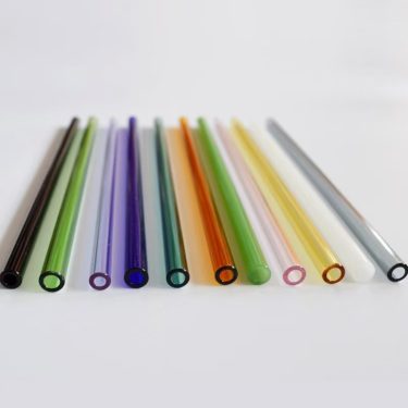 Hot Reusable Colorful Borosilicate Glass Straw Heat-resistant Drinking Glass Straw for Party bar Accessories