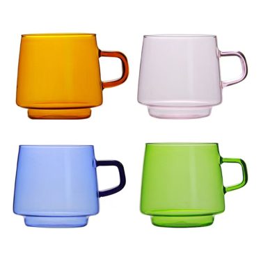 350ml Customized Colorful Heat-resistant High Borosilicate Coffee Milk Juice Tea Glass Cups Household Glass Mugs