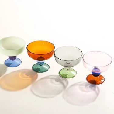 High Quality Creative Colored Borosilicate Glass Ice Cream Cupcake Dessert Fruit Glass Cup Glass Bowl