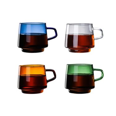 350ml Customized Colorful Heat-resistant High Borosilicate Coffee Milk Juice Tea Glass Cups Household Glass Mugs