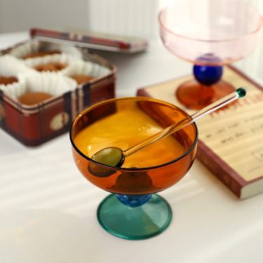High Quality Creative Colored Borosilicate Glass Ice Cream Cupcake Dessert Fruit Glass Cup Glass Bowl