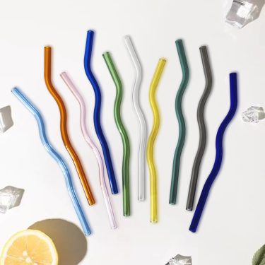 Wholesale Colorful Wavy 7*195mm 8*200mm High Borosilicate Glass Straw Reusable Drinking Tool Bar Accessories for Drinkware Wholesale Colorful Wavy 7*195mm 8*200mm High Borosilicate Glass Straw Reusable Drinking Tool Bar Accessories for Drinkware