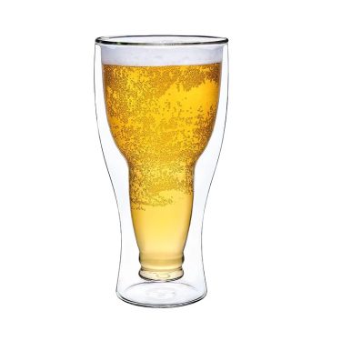 250ml 350ml 450ml Creative Flip Beer Cup Shape High Borosilicate Double-layer Glass Beverage Cup for bar Restaurant Party