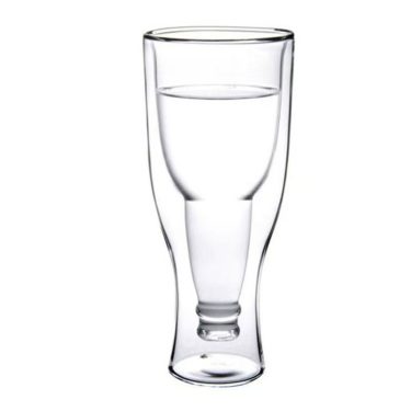 250ml 350ml 450ml Creative Flip Beer Cup Shape High Borosilicate Double-layer Glass Beverage Cup for bar Restaurant Party
