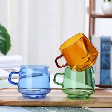 350ml Customized Colorful Heat-resistant High Borosilicate Coffee Milk Juice Tea Glass Cups Household Glass Mugs