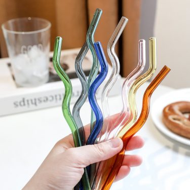 Wholesale Colorful Wavy 7*195mm 8*200mm High Borosilicate Glass Straw Reusable Drinking Tool Bar Accessories for Drinkware Wholesale Colorful Wavy 7*195mm 8*200mm High Borosilicate Glass Straw Reusable Drinking Tool Bar Accessories for Drinkware