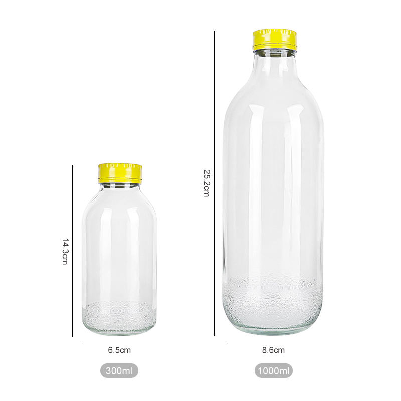300ml 1000ml Clear Empty Small Mouth Glass Beverage Bottle for Juice Coffee Milk Wholesale