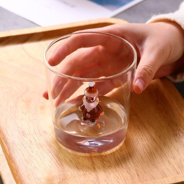 400ml Christmas element Three-dimensional Design Interior Borosilicate Glass Cup for Juice Milk Soda Whiskey Cocktail Red Wine