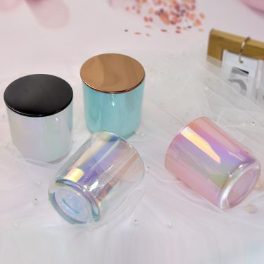 Luxury Custom Glare Colored 10oz 12oz 14oz Glass Candle Jar 70mm 80mm Diameter Empty Glass Container
