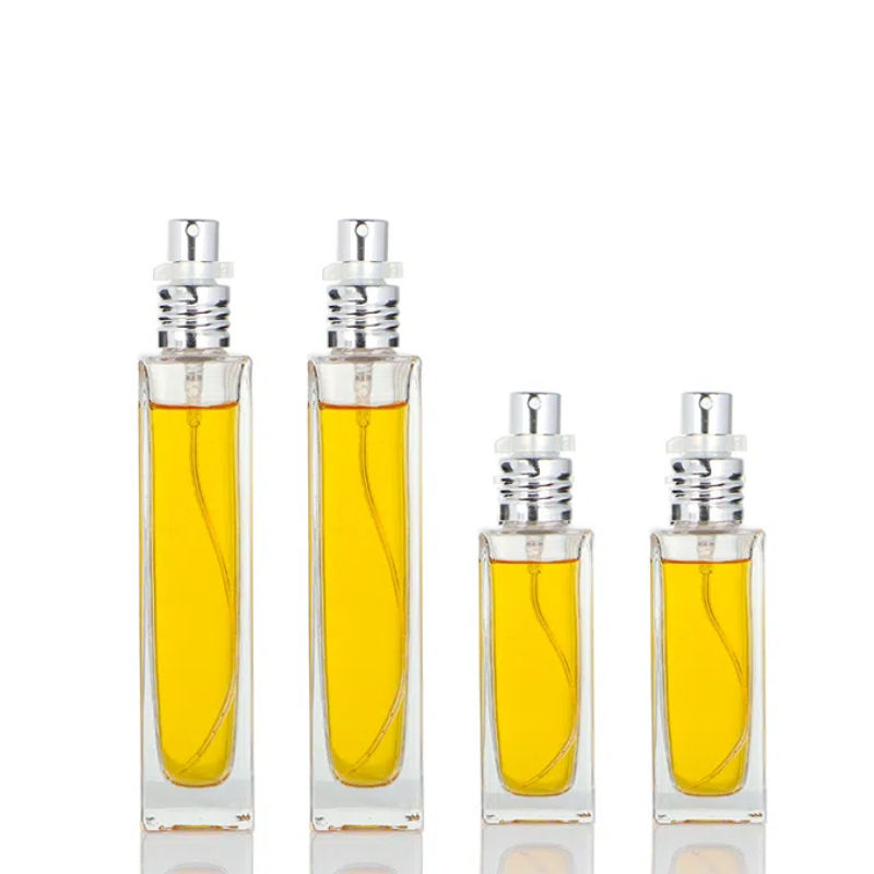 30ml 50ml Screw Neck Cuboid Shape Transparent Perfume Glass Bottle Package with Screw Spray