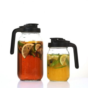 32oz 64oz Transparent Large Capacity Handle Glass Mason Bottle Juice Cold Brew Tea Glass Cold Water Pot