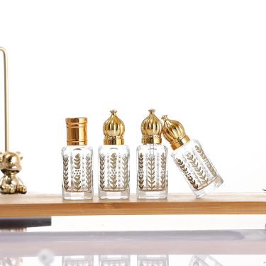 3ml 6ml 9ml 12ml Luxury Electroplated Gold Octagonal Shape Perfume Roller Glass Bottle Mini Spray Empty Cosmetic Glass Bottle