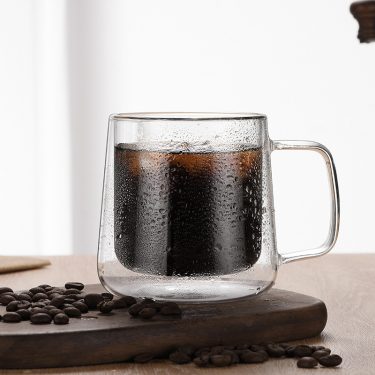 400ml 720ml Double Wall Borosilicate Glass Coffee Mug with Handle Wide Bottom Big Capacity Glass Drinkware