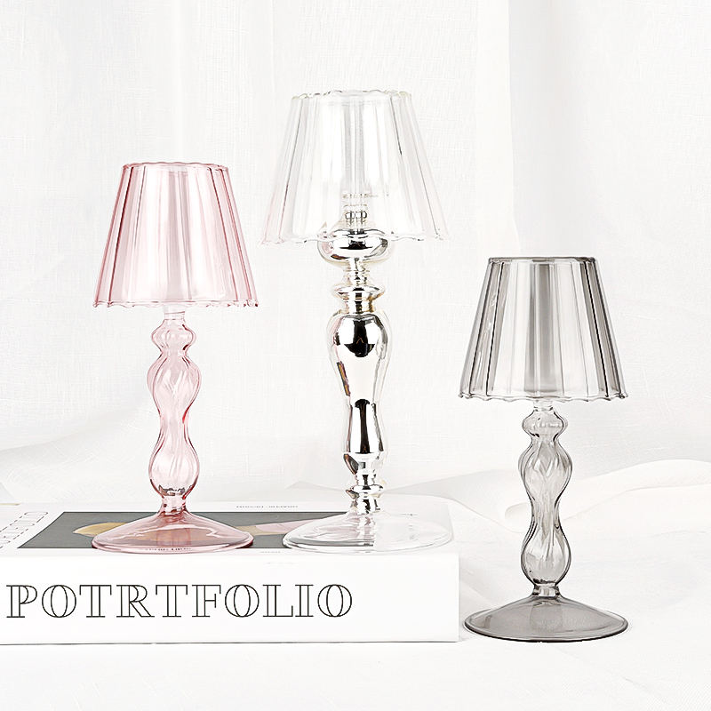 European Style Glass Table Lamp Candelabra Decorative Candle Holder Creative Home Wedding Restaurant Dinner Ornament