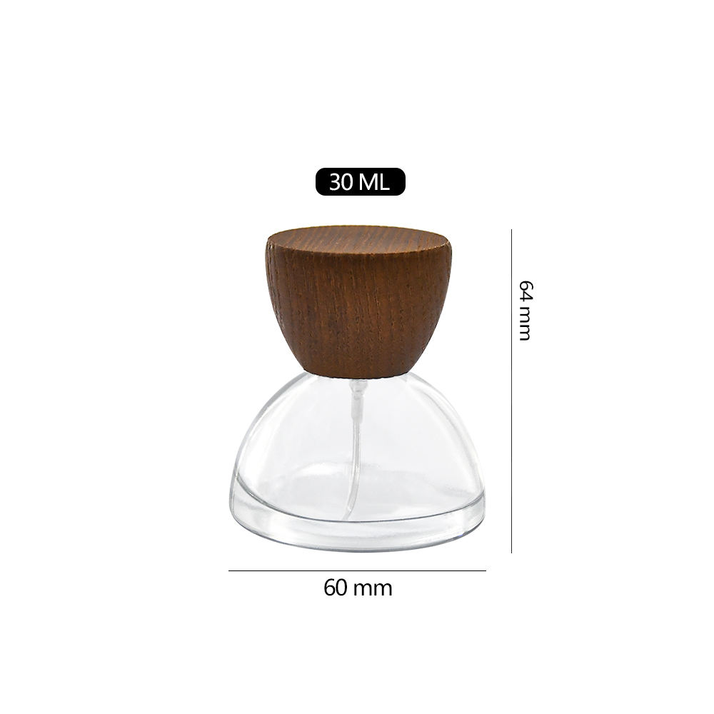 High Quantity Empty Clear Unique Glass Spray 30ml Luxury Perfume Bottle with Wooden Lid High Quantity Empty Clear Unique Glass Spray 30ml Luxury Perfume Bottle with Wooden Lid