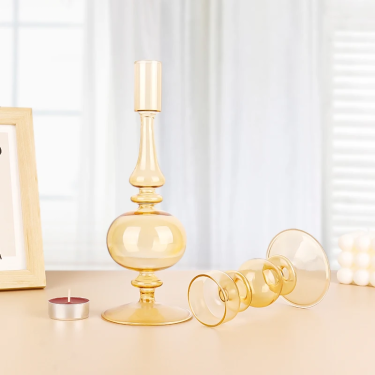 Hot Sale European Style Long Glass Taper Candlestick Colored Glass Candle Holder for Table Decorative Hot Sale European Style Long Glass Taper Candlestick Colored Glass Candle Holder for Table Decorative