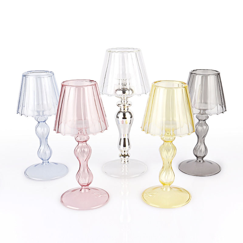 European Style Glass Table Lamp Candelabra Decorative Candle Holder Creative Home Wedding Restaurant Dinner Ornament