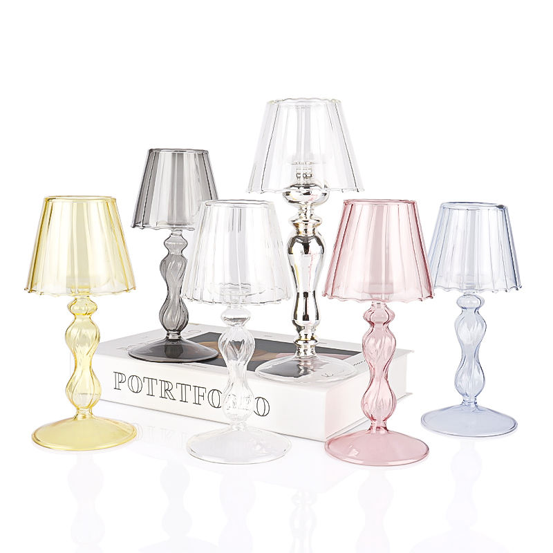 European Style Glass Table Lamp Candelabra Decorative Candle Holder Creative Home Wedding Restaurant Dinner Ornament
