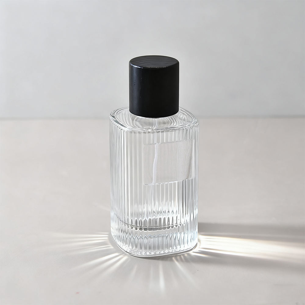 Wholesale Cylinder Vertical-striped Empty Perfume Spray Bottle 50ml 100ml Premium Glass Pump Sprayer Luxury