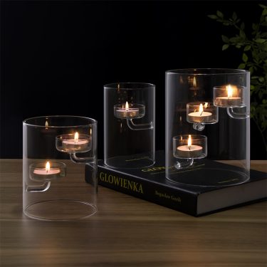European Oversized Home Glass Candlestick Factory Direct Creative Transparent Rotation Candle Holders for Christmas for Home