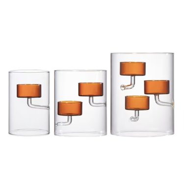 Amber Inside European Oversized Home Glass Candlestick Factory Direct Creative Transparent Rotation Candle Holders for Christmas for Home