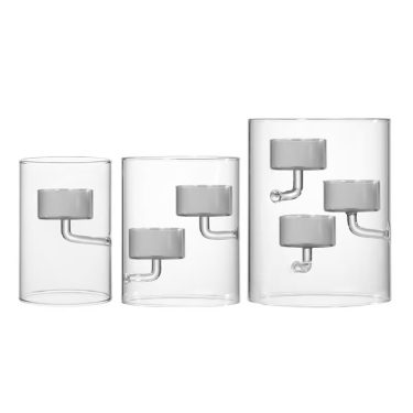 Gray Inside European Oversized Home Glass Candlestick Factory Direct Creative Transparent Rotation Candle Holders for Christmas for Home