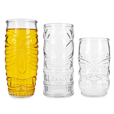 Wholesale 430ml 530ml 600ml Tiki Design Glass Cup Juice Glasses Tiki Mug Cocktail Glasses Margarita Glass