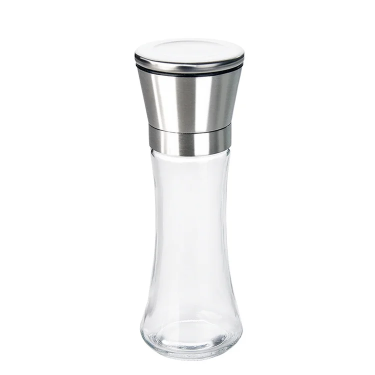 170ml 180ml Eco-Friendly Spice Mill Shaker Salt Pepper Glass Bottle With Stainless Steel Grinder for Kitchen Packaging
