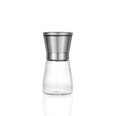 170ml 180ml Eco-Friendly Spice Mill Shaker Salt Pepper Glass Bottle With Stainless Steel Grinder for Kitchen Packaging