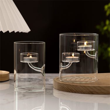 European Oversized Home Glass Candlestick Factory Direct Creative Transparent Rotation Candle Holders for Christmas for Home
