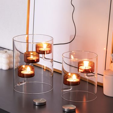Amber Inside European Oversized Home Glass Candlestick Factory Direct Creative Transparent Rotation Candle Holders for Christmas for Home