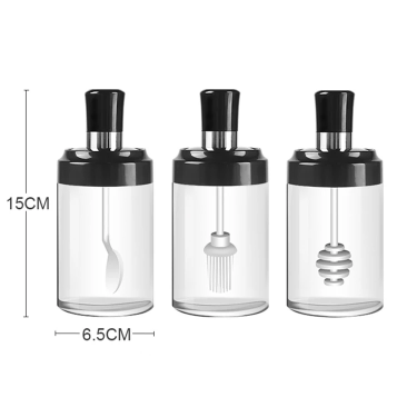 250ml Kitchen Condiments Spice Glass Jars Household Glass Bottles Moisture-Proof Herb & Spice Storage Jars with Spoon