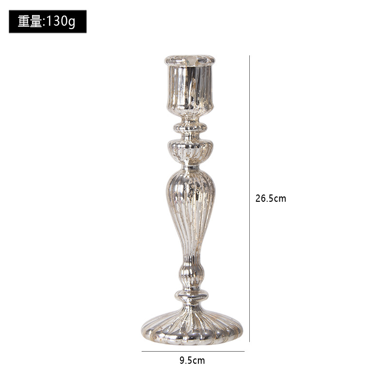 Instagram Retro European Silver Plated Glass Red Candlestick Decoration, Home Living Room Wedding Desktop Wholesale Decoration Decoration Decoration