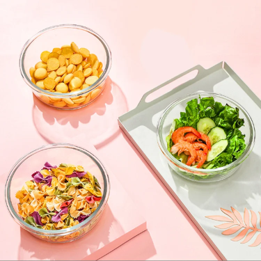 Clear Amber Round Microwavable Airtight Glass Containers Food Storage Glass Lunch Box for Kitchen Tableware