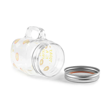 Wholesale 16oz Eco-Friendly BPA Free Food Grade Beverage Glass Mason Jar with Handle Lids