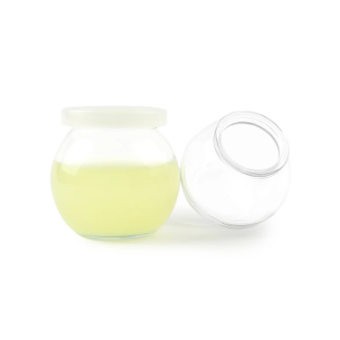 Wholesale 120ml 200ml Planet-shaped Food Storage Glass Jars for Packaging Jelly Yogurt Milkshake Pudding with Plastic Lid