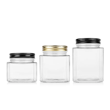 250ml 380ml 500ml Square Thickened Transparent Mason Glass Jars Airtight Jam Jars for Kitchen Storage Empty Containers
