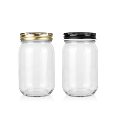 16oz 470ml Wide Mouth Food Grade Glass Jar Food Storage Glass Container for Honey Coconut Oil Pickles Maple Syrup with Lid